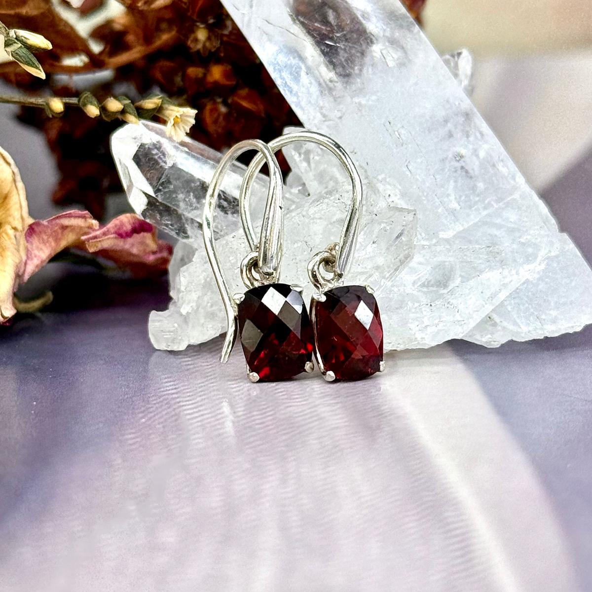 Garnet Sterling Silver Earrings