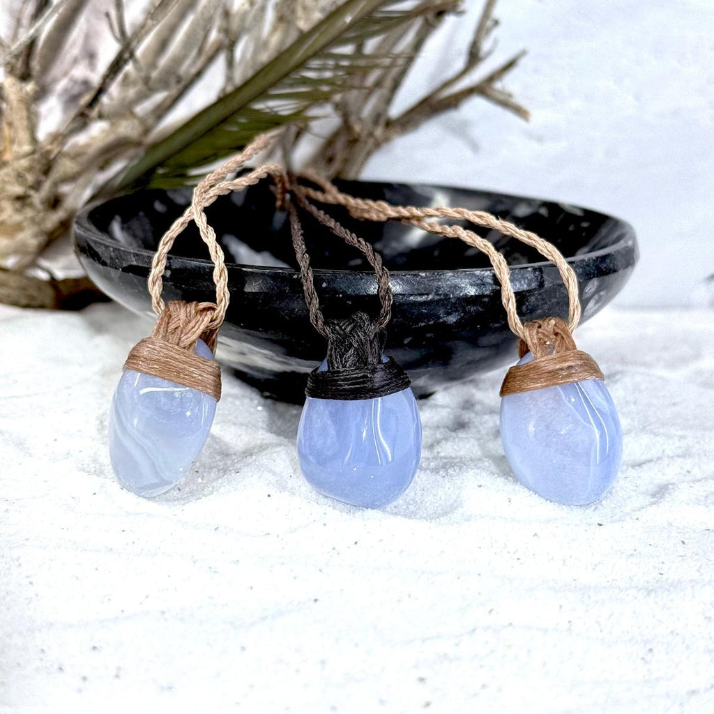 Blue Lace Agate On Leather Cord