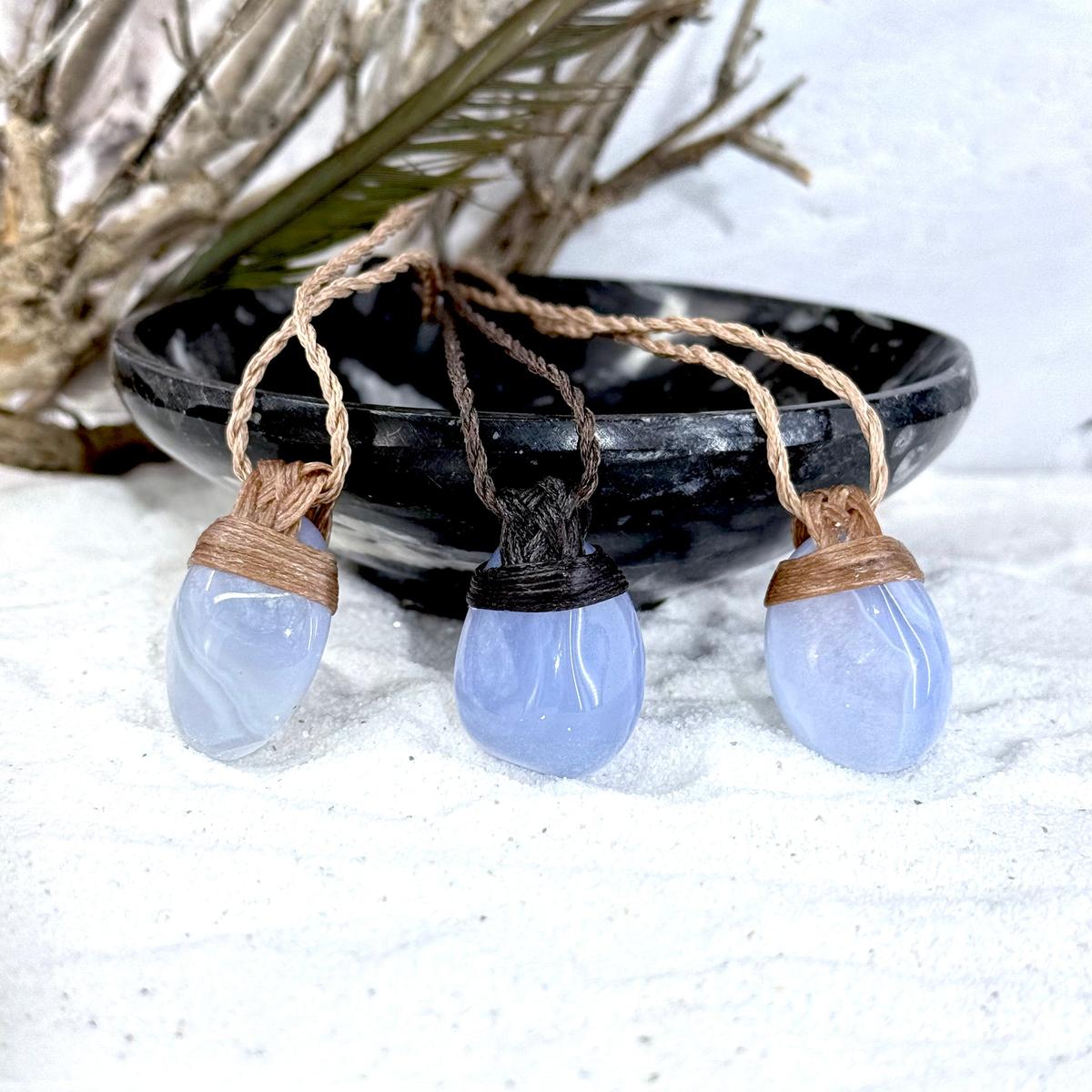 Blue Lace Agate On Leather Cord