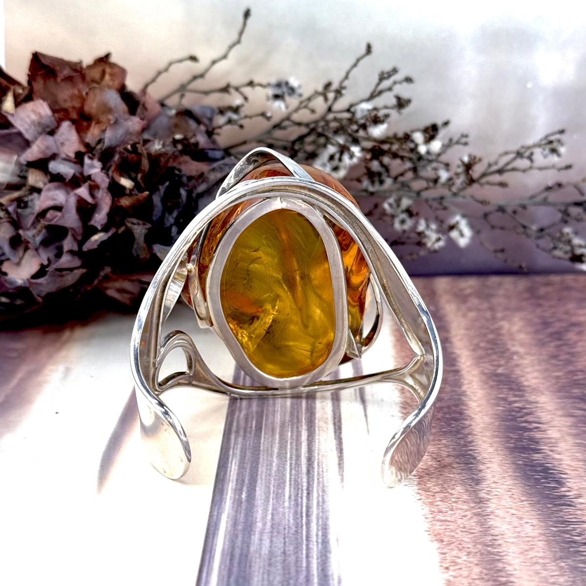 Cognac Amber Cuff Bracelet
