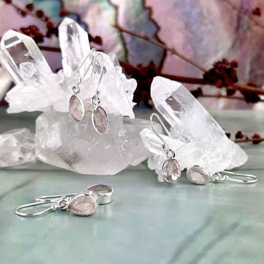 Rose Quartz Assorted Shape Drop Earrings