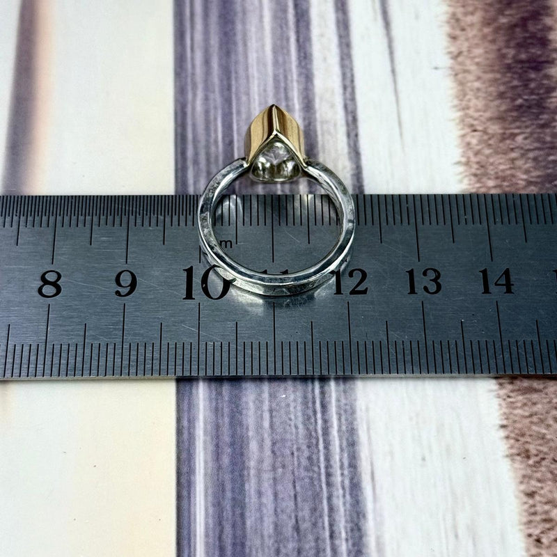 Killiecrankie Diamond Pear Cut Sterling Silver & 9ct Yellow Gold Ring By Lauren Harris