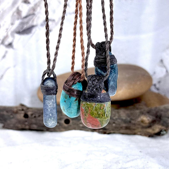Assorted Crystal & Leather Cord Talisman Necklaces (Sml-Med)