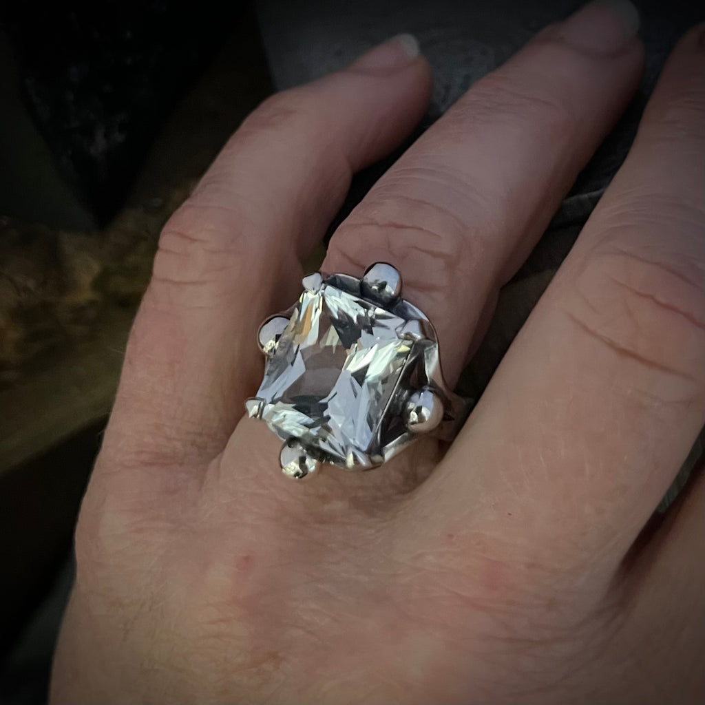 Ice Blue Sri Lankan Topaz Chunky Ring By Lauren Harris