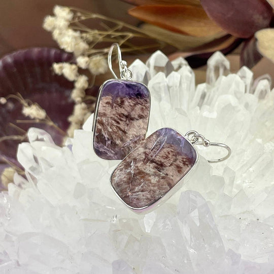 Charoite Rectangle Earrings