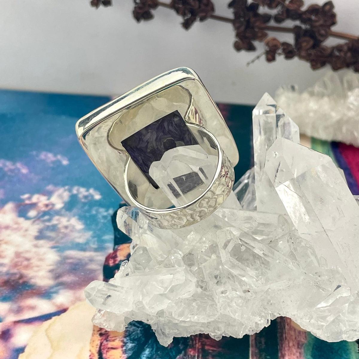 Charoite Rectangle Shape Ring