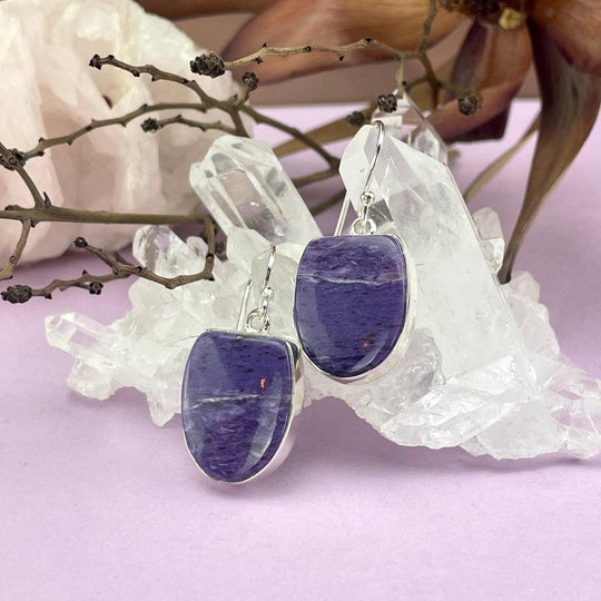 Charoite Arch Drop Earrings