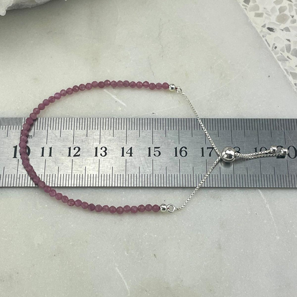 Silver And Pink Bead Bracelet