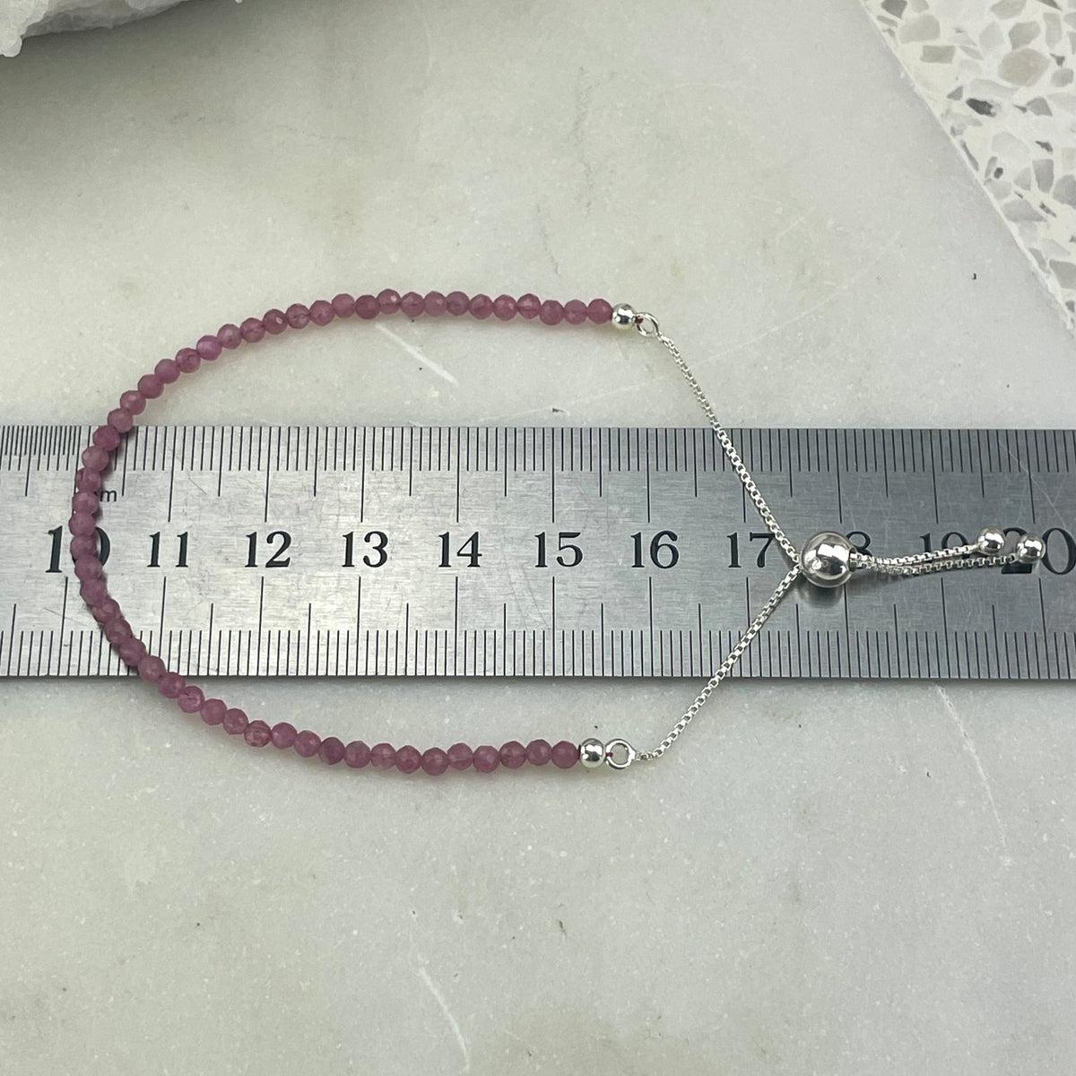 Silver And Pink Bead Bracelet
