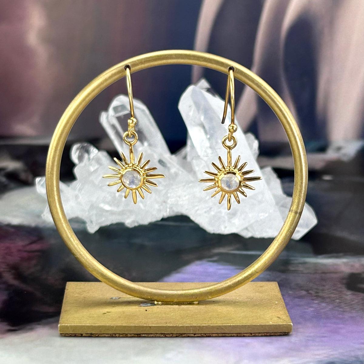 Moonstone Sun Earrings