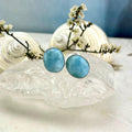 Large Larimar Stud Earrings