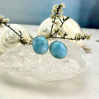 Large Larimar Stud Earrings