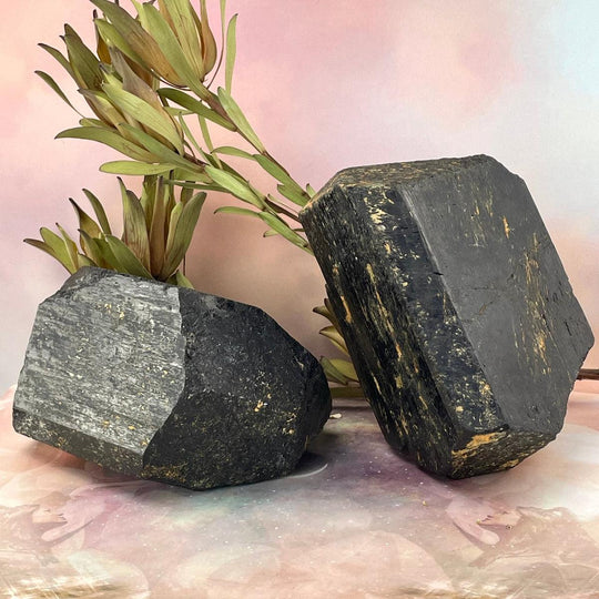 Black Tourmaline Large Semi-Polished Natural Points 14cm - 16cm