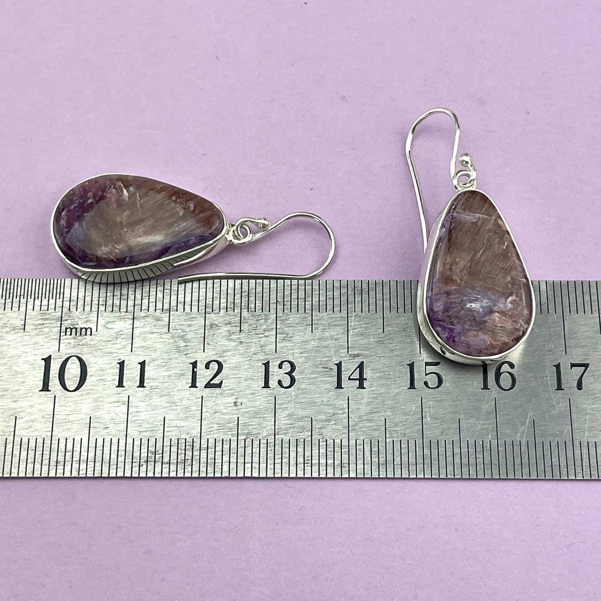 Charoite Pear Shaped Earrings
