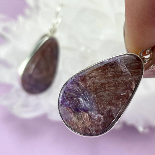 Charoite Teardrop Earrings