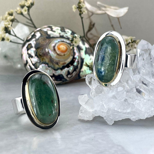 Green Kyanite Oval Rings
