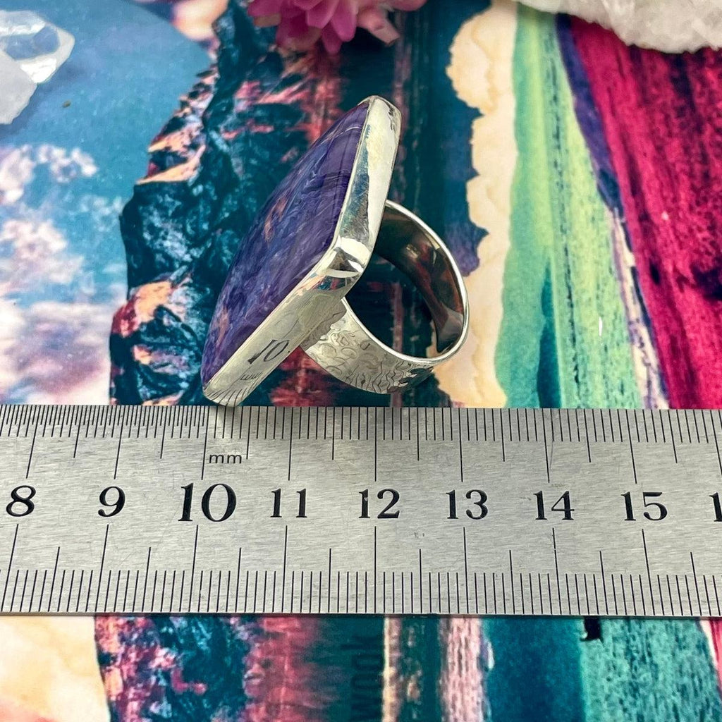 Tempered Silver Charoite Ring