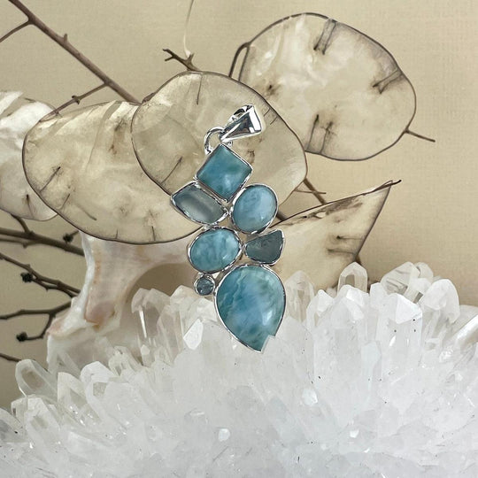 Larimar & Blue Topaz Raw & Polished Pendant