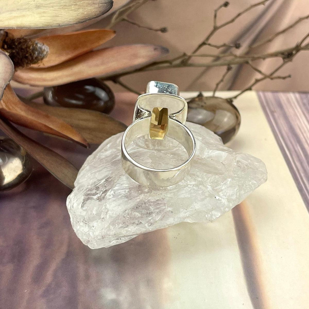 Citrine Rectangle Silver Ring