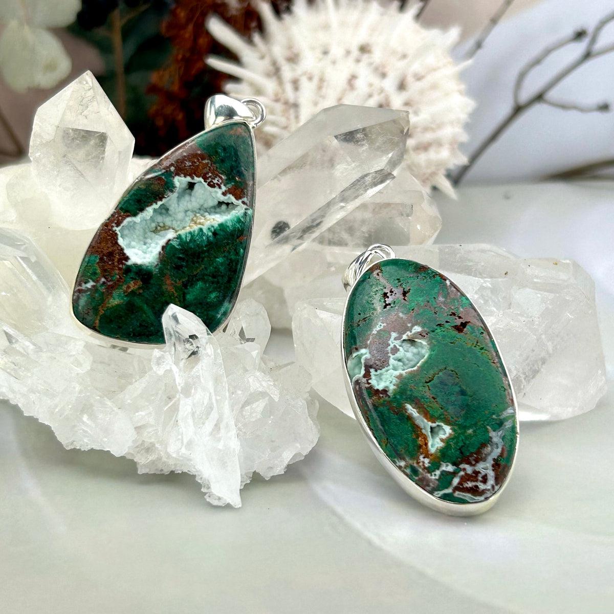 Chrysocolla With Druzy Jewellery