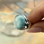 Battered Silver Larimar Ring