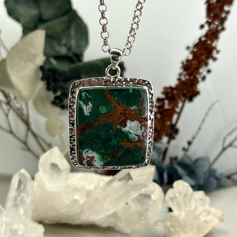 Chrysocolla In Battered Silver Setting