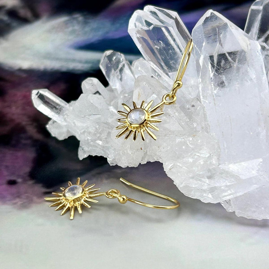 Moonstone Sun Gold Earrings