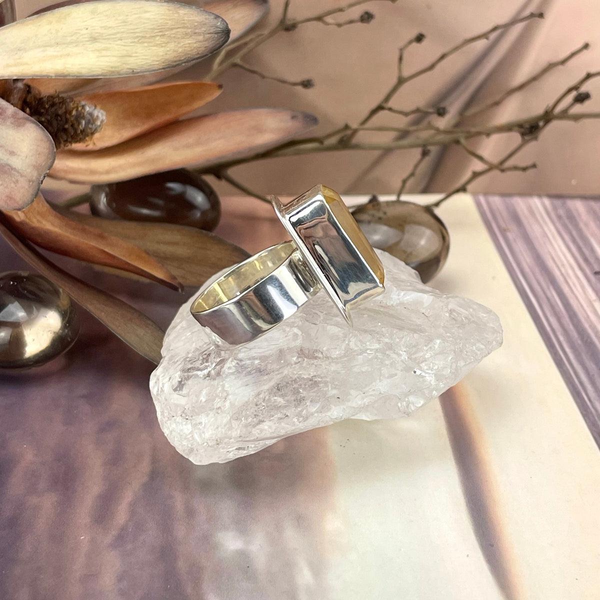 Citrine Crystal Bar Ring