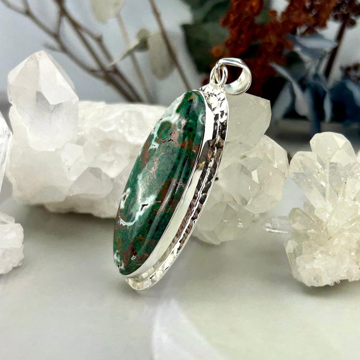 Battered Silver Crystal Pendant