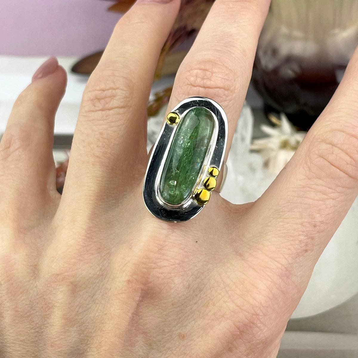 Green Kyanite Bar Ring
