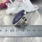 Battered Silver Lepidolite Ring
