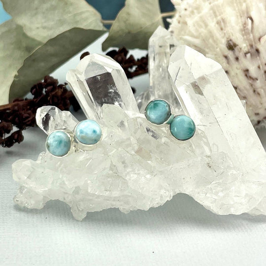 Larimar Round Small Stud Earrings
