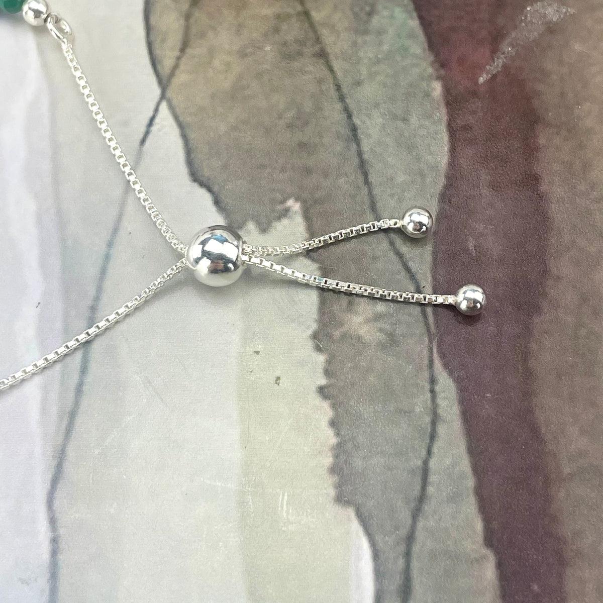 Green Crystal Silver Bracelet