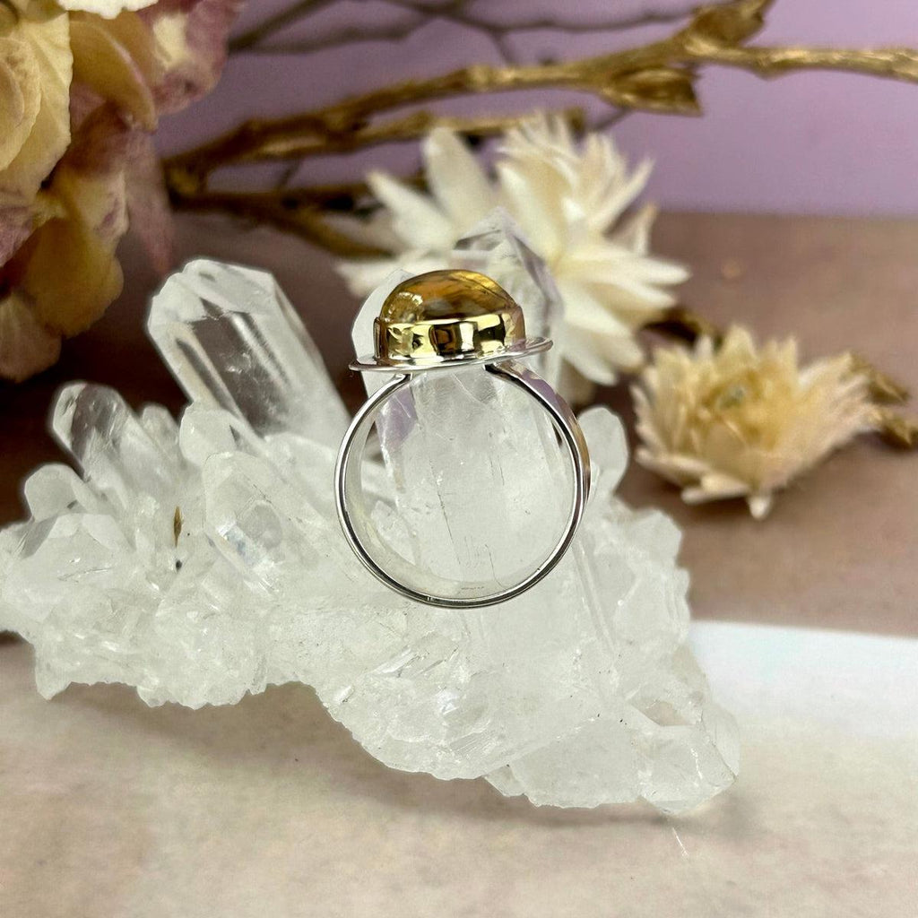 Yellow Crystal Silver Ring