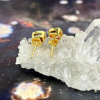 Red Gemstone Gold Earrings