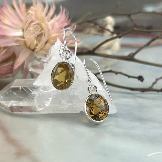 Citrine Oval Drop Earrings