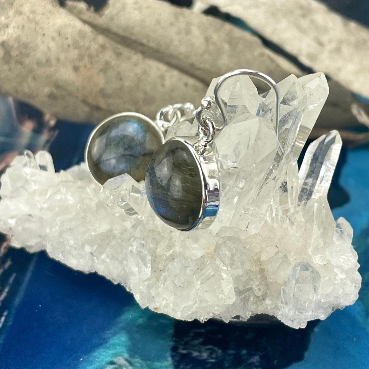 Round Labradorite Drop Earrings