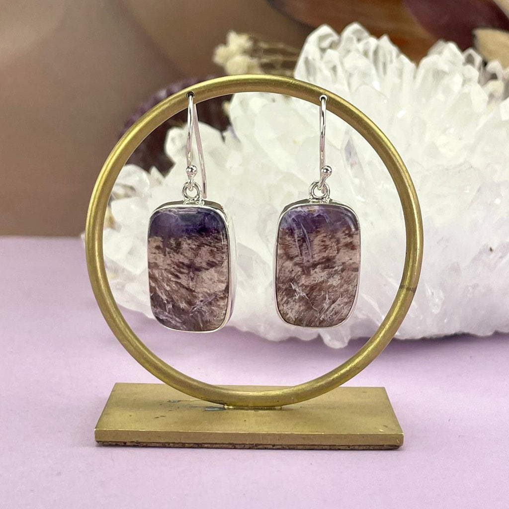 Charoite Silver Earrings