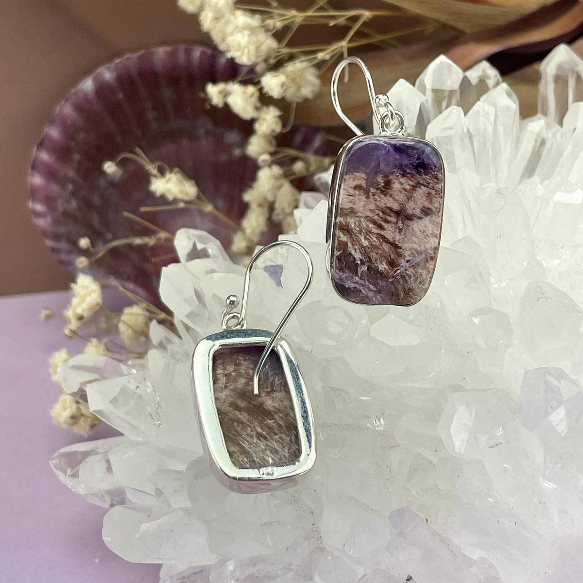 Charoite Bar Earrings
