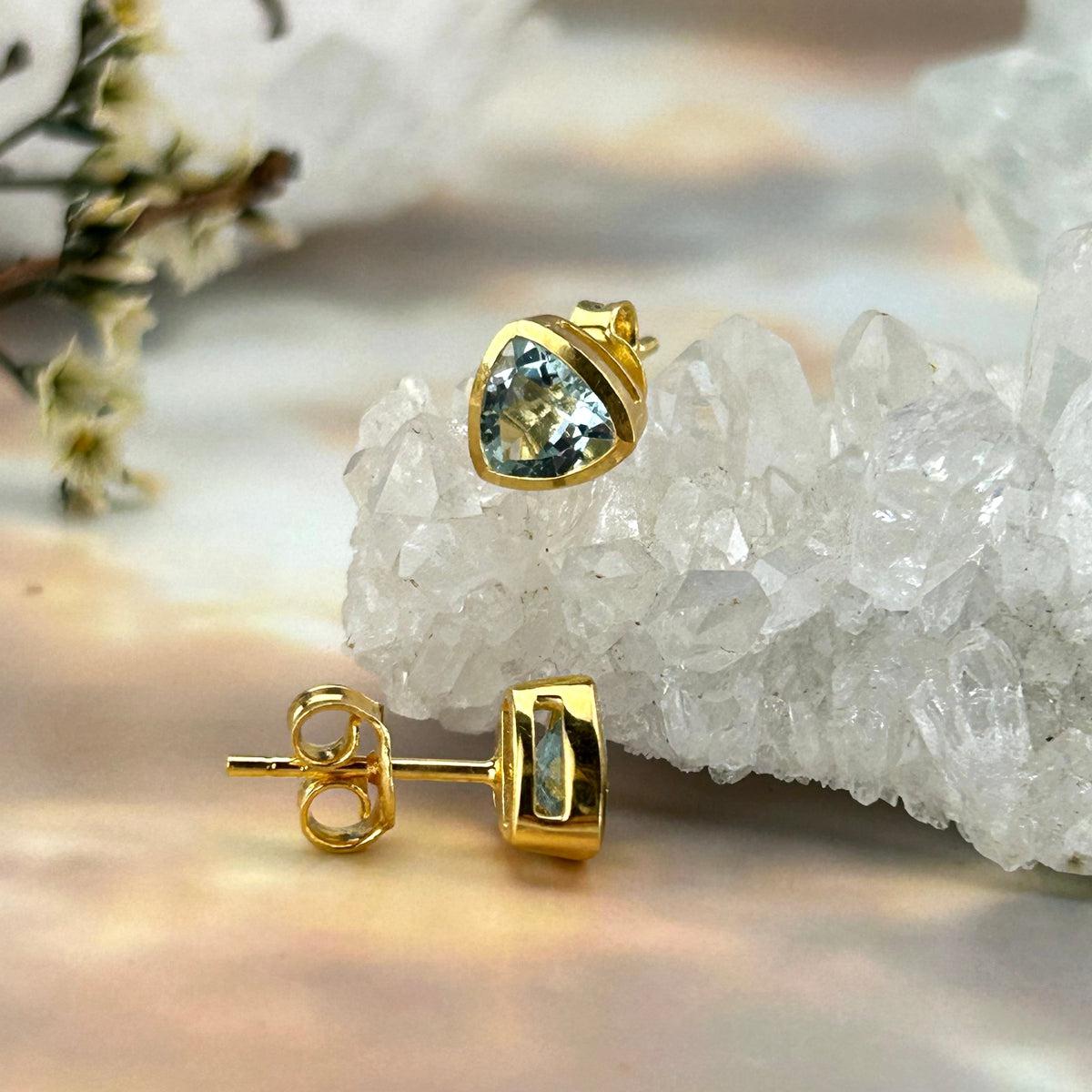 Triangle Blue Topaz Studs