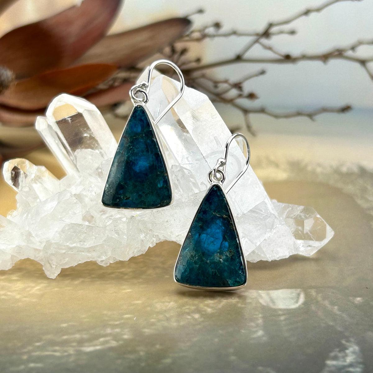 Apatite Triangle Earrings