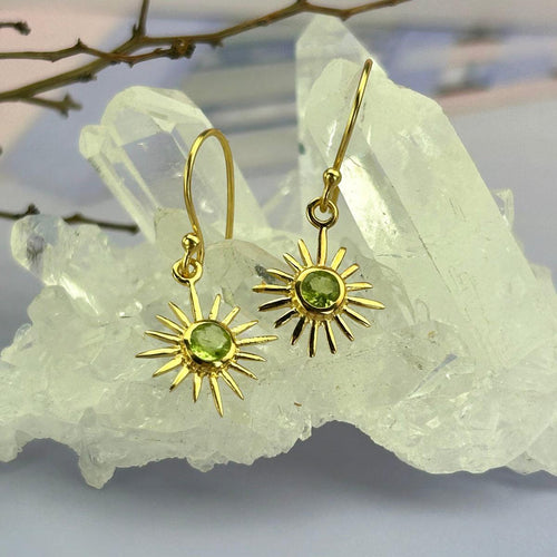 Peridot Gold Drop Earrings
