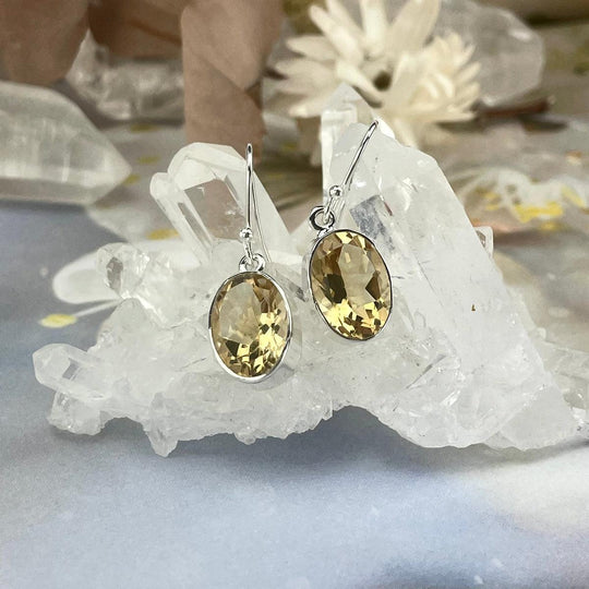Citrine Oval Drop Earrings