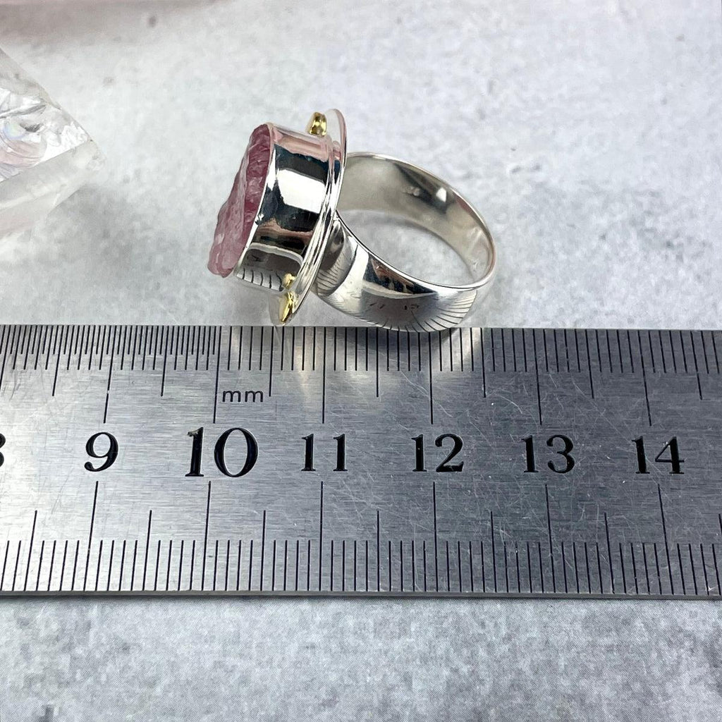 Pink Rough Cut Crystal Ring