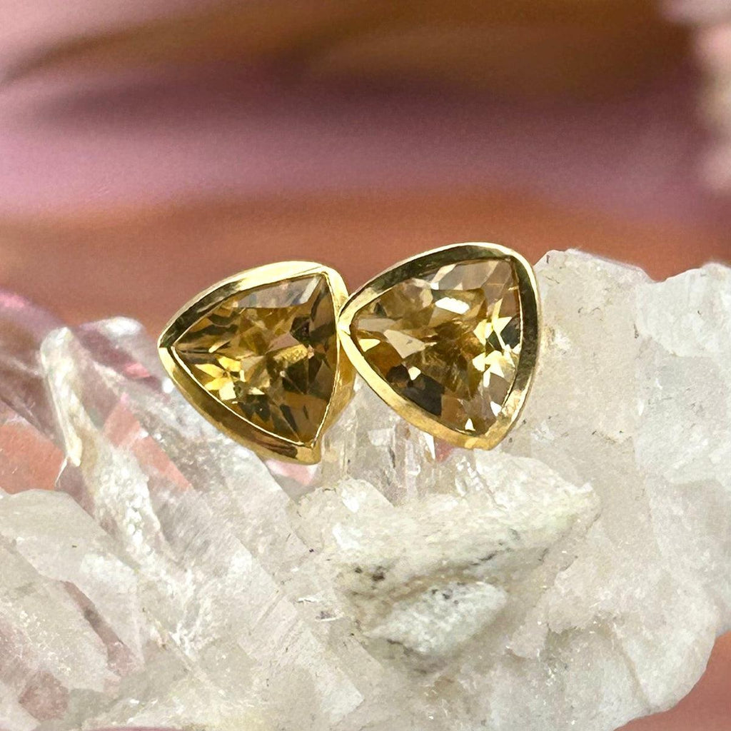 Yellow Gemstone Gold Studs