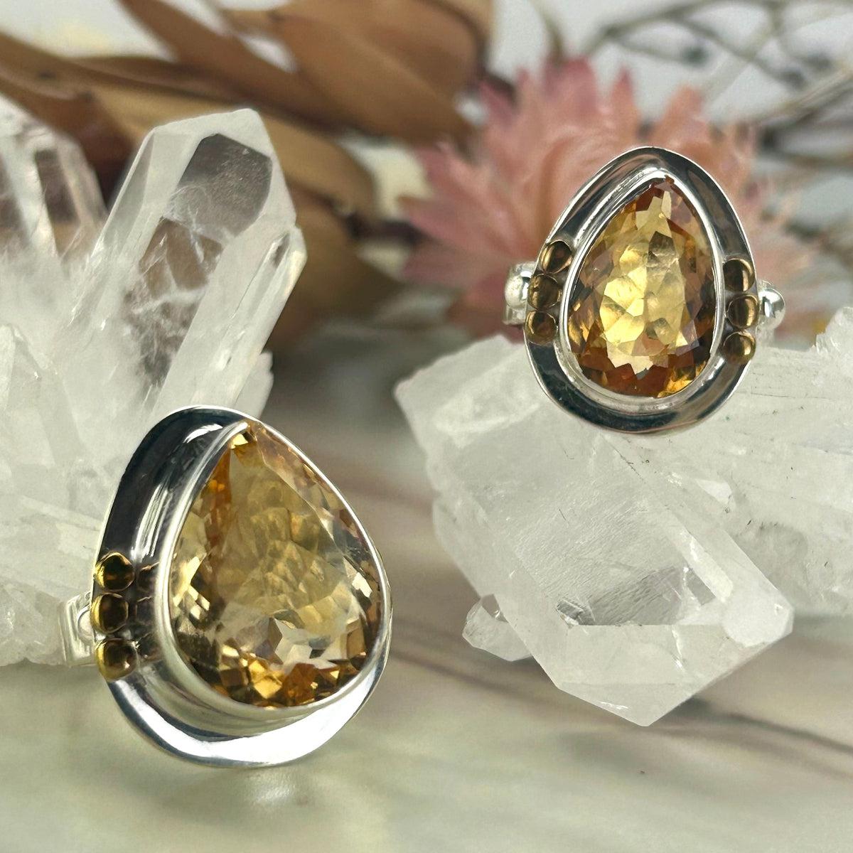 Natural Citrine Silver Ring