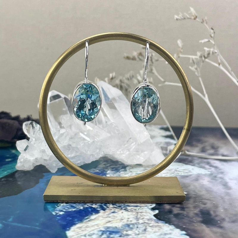 Blue Crystal Silver Earrings
