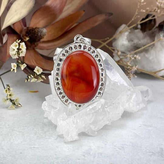 Carnelian Oval Ornate Pendant