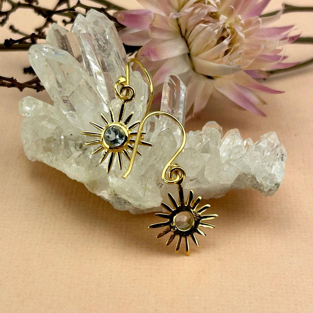 Sun Earrings With Gemstone