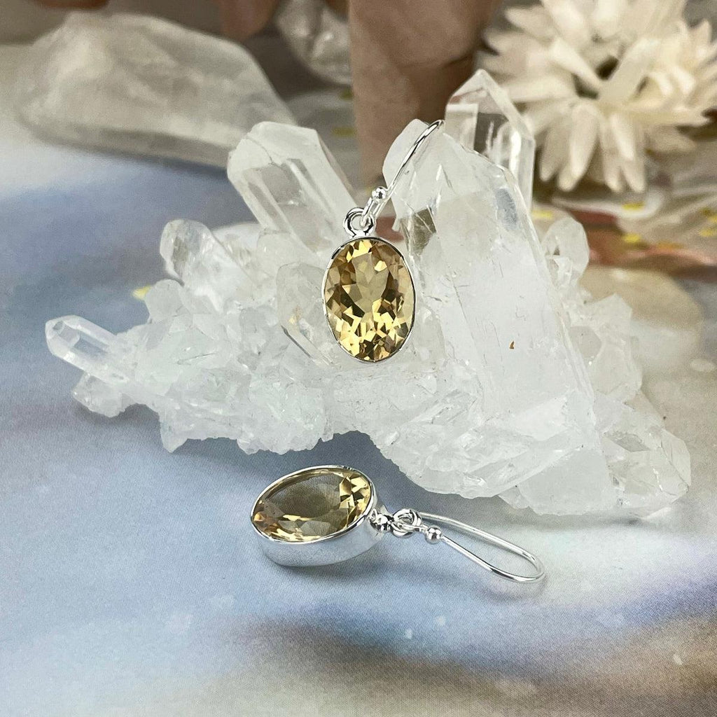 Citrine Oval Drop Earrings